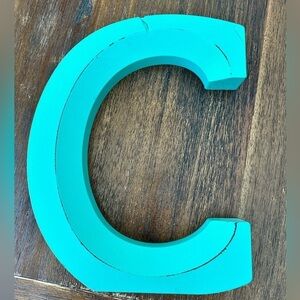 Wooden C Torquoise **w/flat bottom to stand